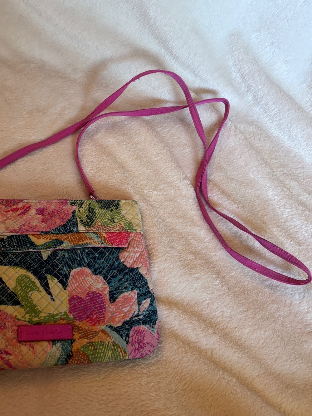 Vera Bradley RFID All In One Crossbody Wallet Floral Quilted Purse Pink - Picture 6 of 8